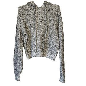 Urban Outfitters Woman's Charcoal Grey Thick Knit Cropped Hooded Sweater